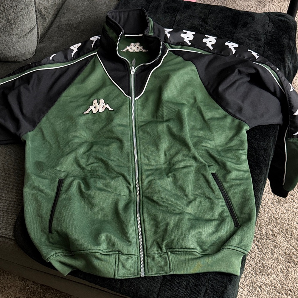 Kappa Men's Green and Black Bomber Jacket